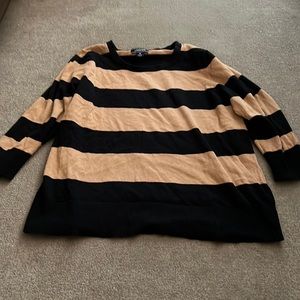 Lands' End Black and Beige Striped Women’s Sweater